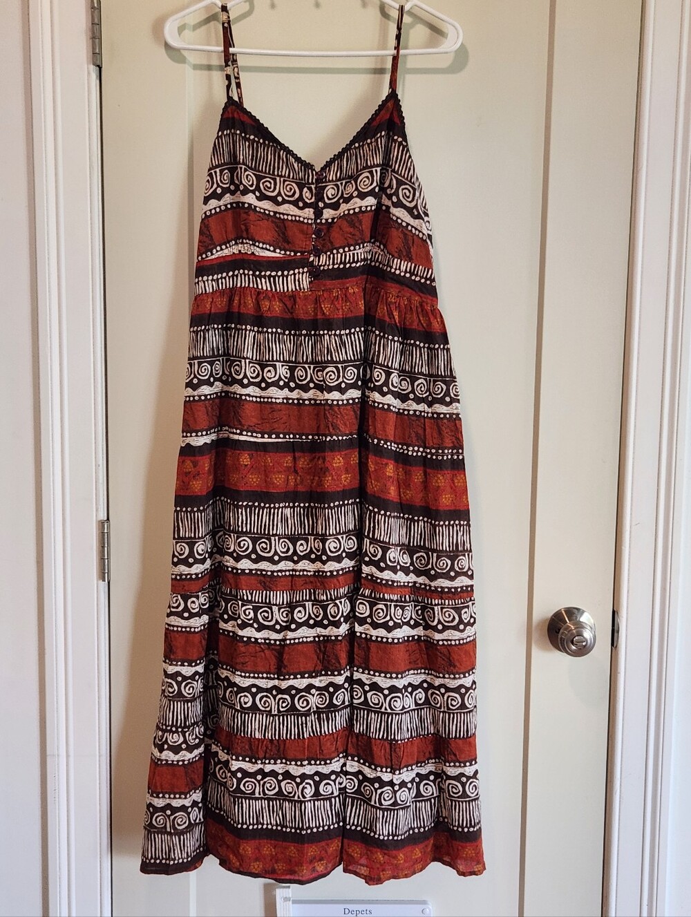 Henna Boho Maxi Dress XL-1X 100% Cotton Made in India Smocked Waist